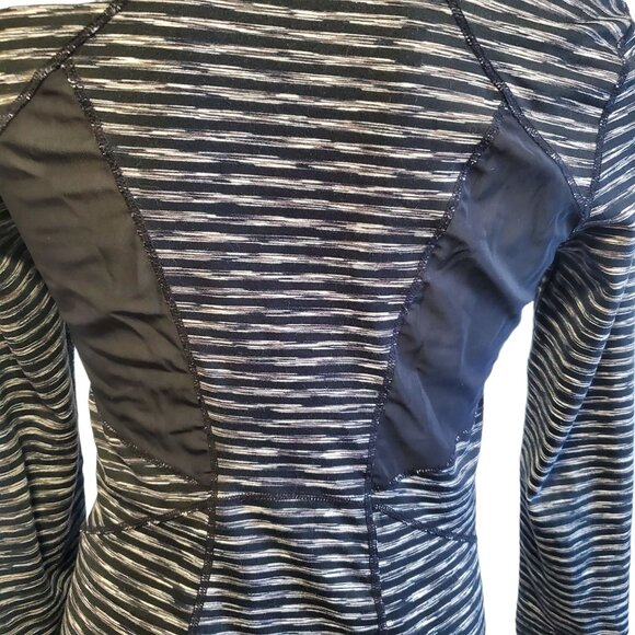 Zella Women Black White Striped Mesh Vented Breathable Athleisure ZipUp Jacket S - Picture 8 of 14